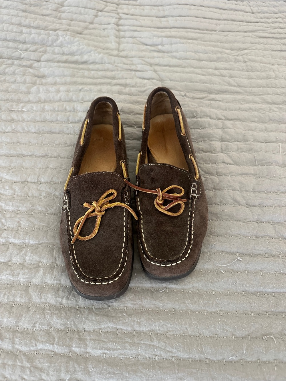 Brown Suede Loafers with Leather Laces